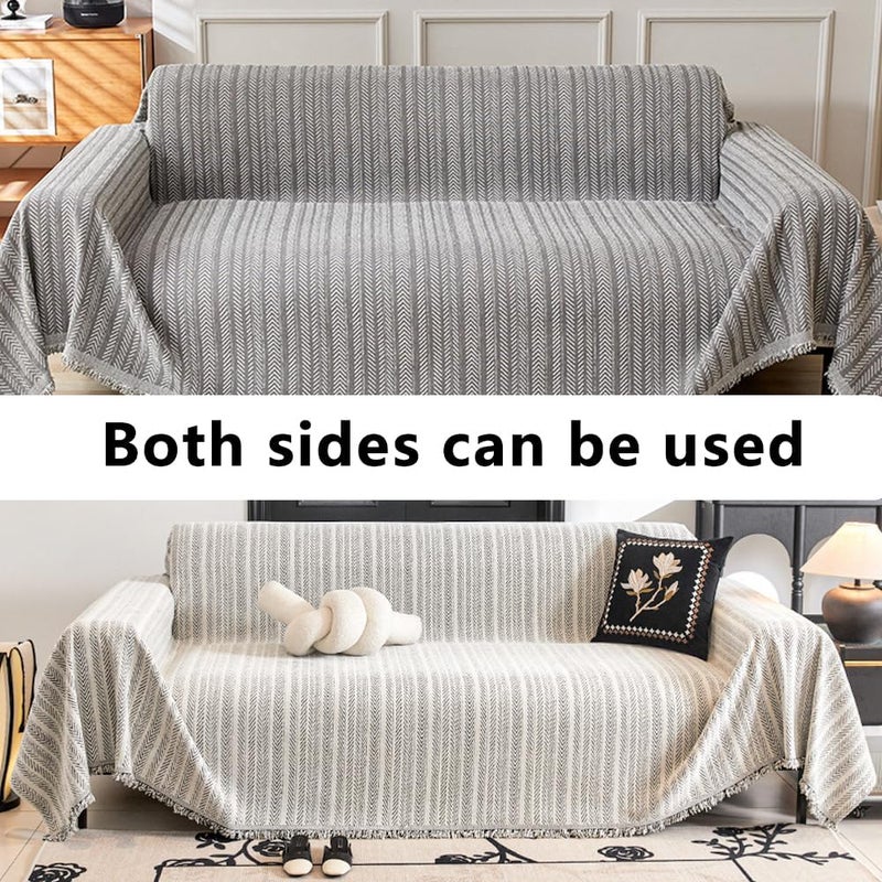 Retro Jacquard Sofa Cover - Cat-Proof & Anti-Scratch Couch Protector Slipcover with Tassels | Universal Fit for 1 2 3 4 Seater L U Sofas | Bohemian Style Sofa Throw (Brown, 180 * 460cm) - Image 4