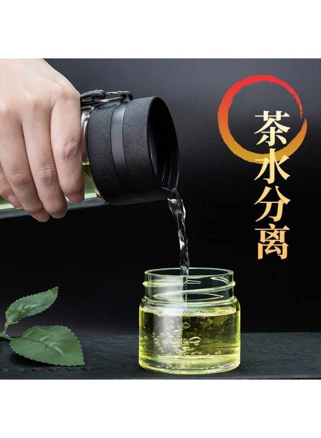 Tianxi Glass Tea Cup With Double-layer Tea Infuser, Large Capacity Portable Office Water Bottle For Men, Gift