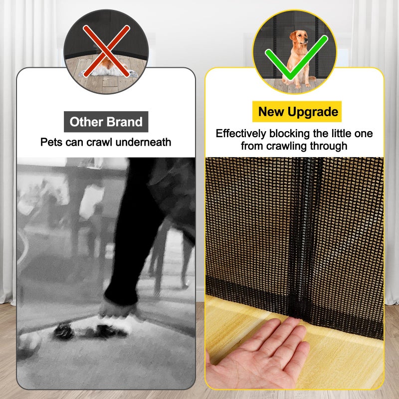Bingguz Reinforced 42â€ Extra Tall x 80â€ Wide Retractable Baby Gates with Rods to Prevent Crawling Through, Extra Tall Pet Gate for Large Openings Indoor Long Mesh Dog Gate for Stairs and Doorways, Black - Image 2