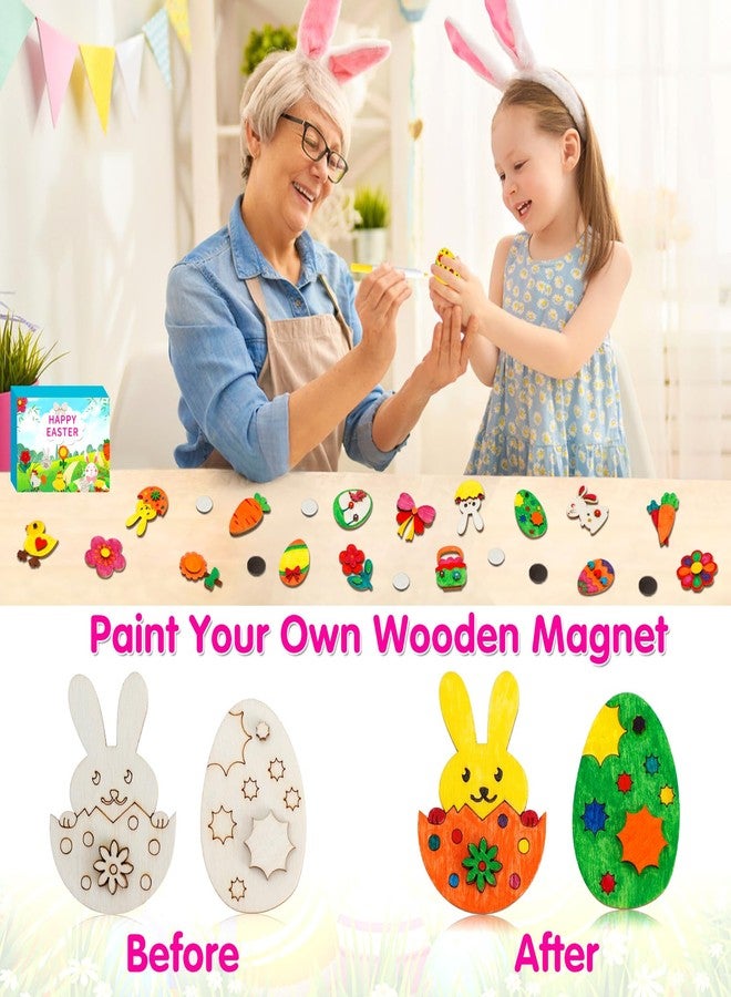 Worgree Easter Crafts for Kids, 36 Pcs DIY Wooden Magnets Art Craft Supplies Painting Kit for Boys Girls Ages 4-8 8-12 Birthday Easter Activities Toys Gifts Party Favors Basket Goodie Bag Stuffers - Image 3