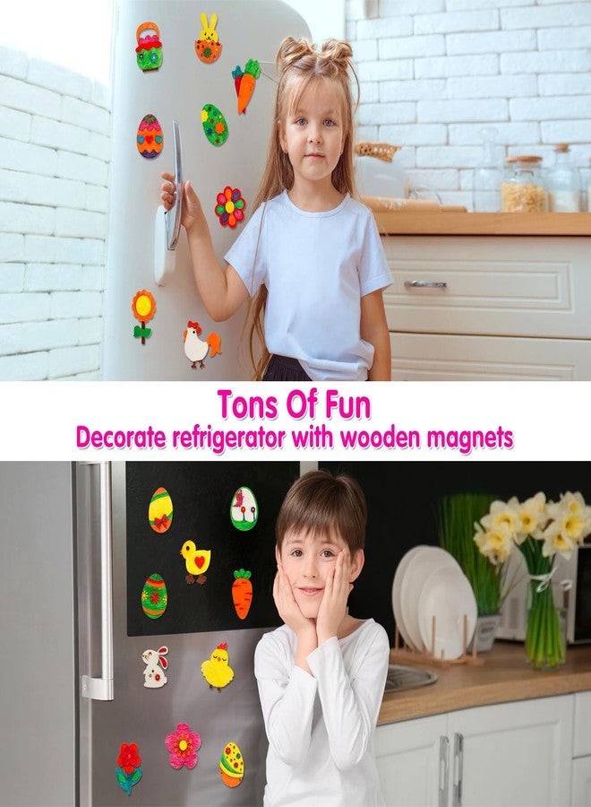 Worgree Easter Crafts for Kids, 36 Pcs DIY Wooden Magnets Art Craft Supplies Painting Kit for Boys Girls Ages 4-8 8-12 Birthday Easter Activities Toys Gifts Party Favors Basket Goodie Bag Stuffers - Image 4