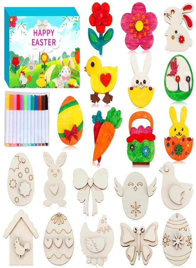 Worgree Easter Crafts for Kids, 36 Pcs DIY Wooden Magnets Art Craft Supplies Painting Kit for Boys Girls Ages 4-8 8-12 Birthday Easter Activities Toys Gifts Party Favors Basket Goodie Bag Stuffers - Image 1