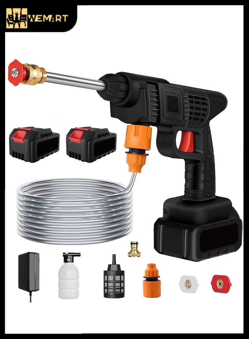 WEMART Cordless Portable Power Washer - 452PSI Battery Powered Pressure Washer,1.3GPM Handheld Pressure Washer Gun with Nozzles,Rechargeable High-Pressure Car Washer Gun for Car Washing/Home/Floor - Image 1