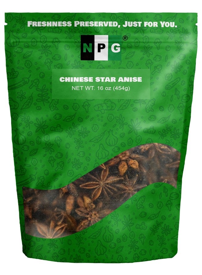 NPG Whole Chinese Star Anise Pods 16 Ounces, 100% Natural Whole Anise Star Pods Sun Dried Spice, Anis Estrella/Badian Khatai/Illicium Verum, Widely Used for Baking, Cooking, and Tea - Image 1