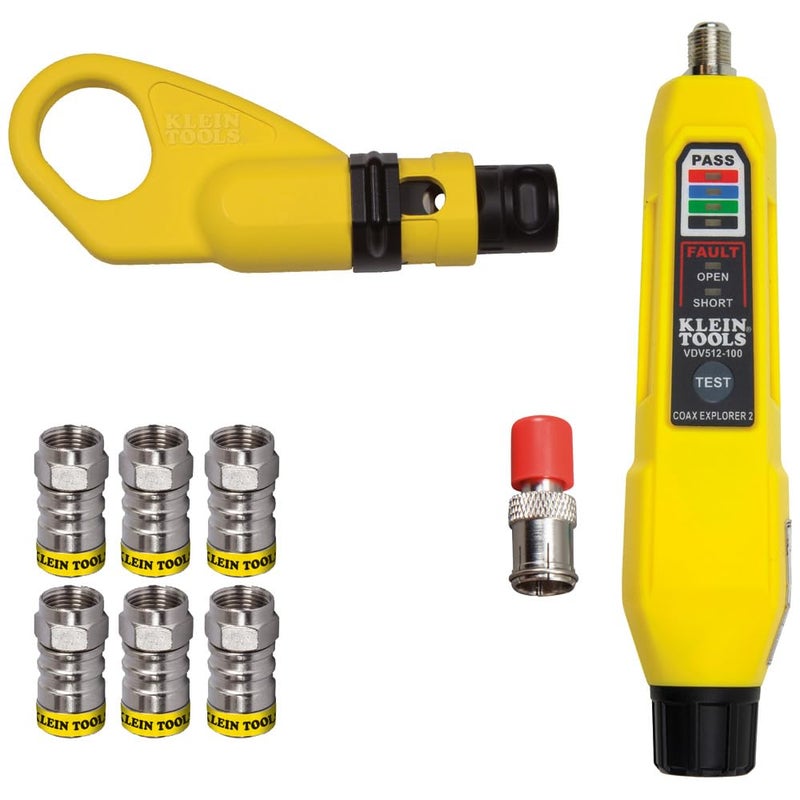 Klein Tools VDV002820 Coax PushOn Connector VDV Kit Includes The Tools Needed to Prepare Connect and Test Coax Cables
