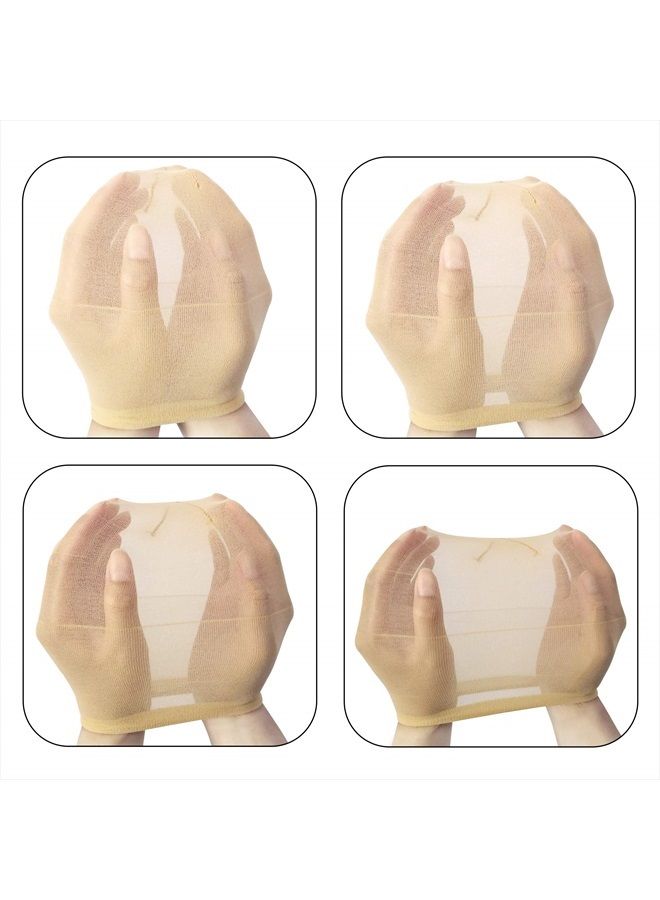 yantaisiyu 6 Pieces Wig Caps Beige Wig Cap for Lace Front Wig Stocking Nylon Wig Cap for Women Mesh Wig Cap (Beige) - Image 3