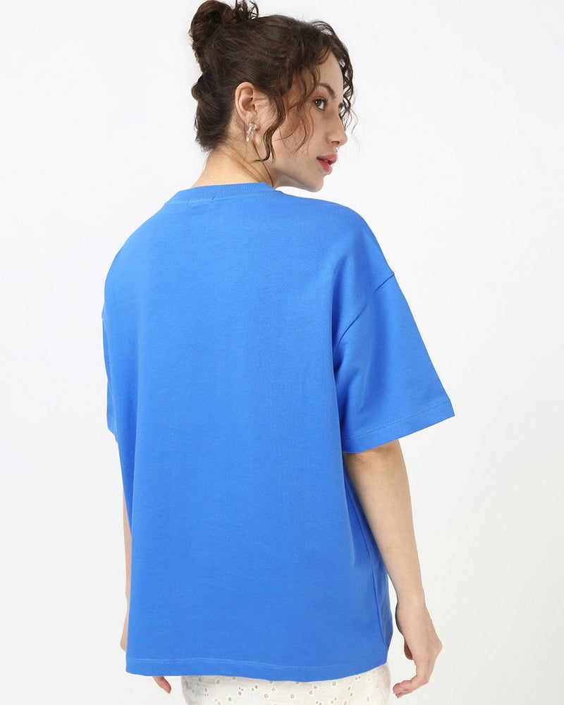 bewakoof Women's Azure Blue Oversized T-shirt - Image 4