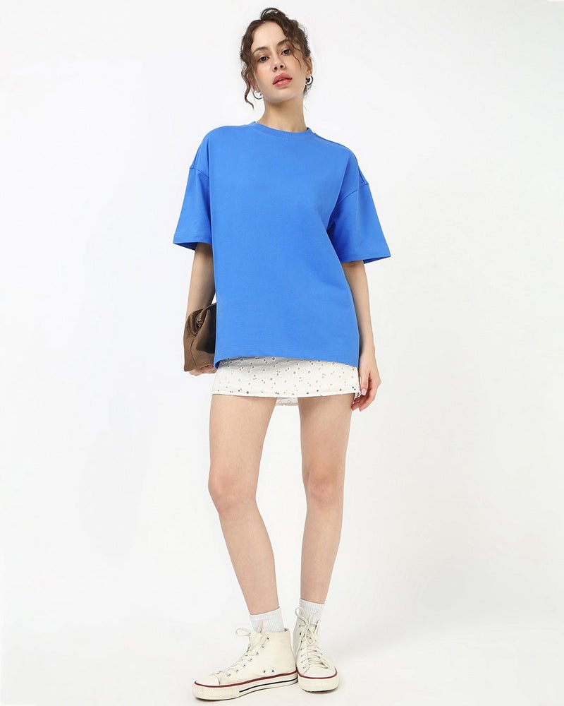 bewakoof Women's Azure Blue Oversized T-shirt - Image 5