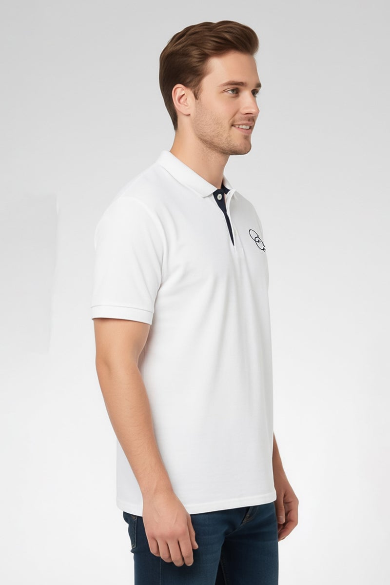 Cavalli Class Men Regular Fit Embroidered Logo Short Sleeves Polo Shirt, White - Image 2