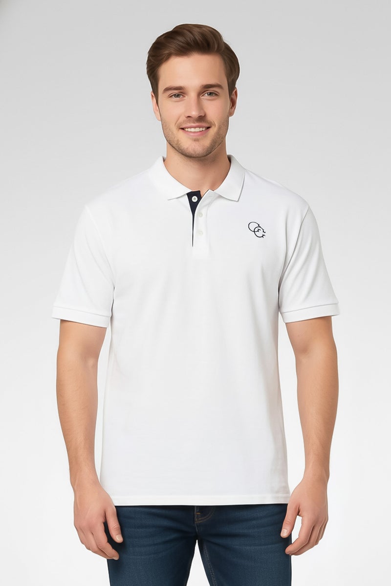 Cavalli Class Men Regular Fit Embroidered Logo Short Sleeves Polo Shirt, White - Image 1