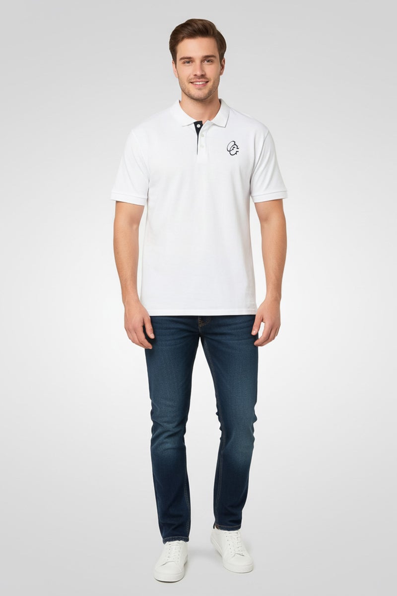 Cavalli Class Men Regular Fit Embroidered Logo Short Sleeves Polo Shirt, White - Image 4