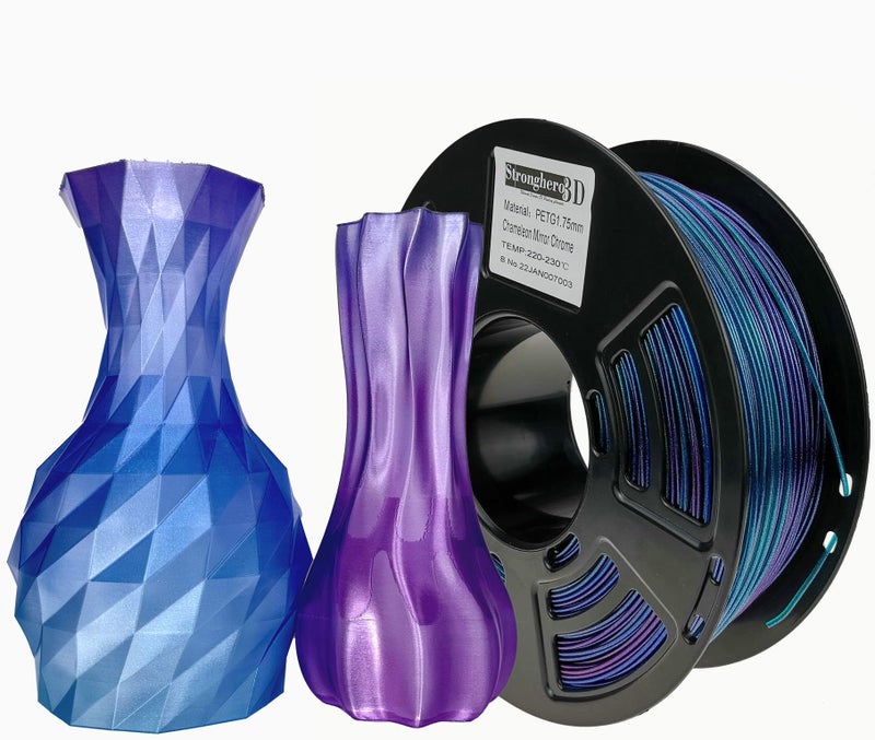 Stronghero3D PETG 3D Printer Filament 1.75mm,Multicolor,Chameleon,Color Change with Light and Angle,1kg(2.2lbs) Accuracy +/-0.05mm for ender3 Cr10 - Image 1