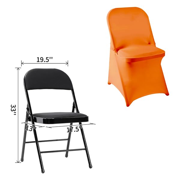 eccwai 12 PCS Waterproof Stretch Spandex Folding Chair Covers  Dining Room Chair Slipcovers Protector for Wedding  Banquet  Party  Holidays  Celebration and Decoration(Orange) - Image 2