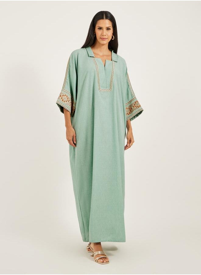 Maxim Creation Maxim Creation Embroidered Notch Neck A-Line Kaftan  - Image 1