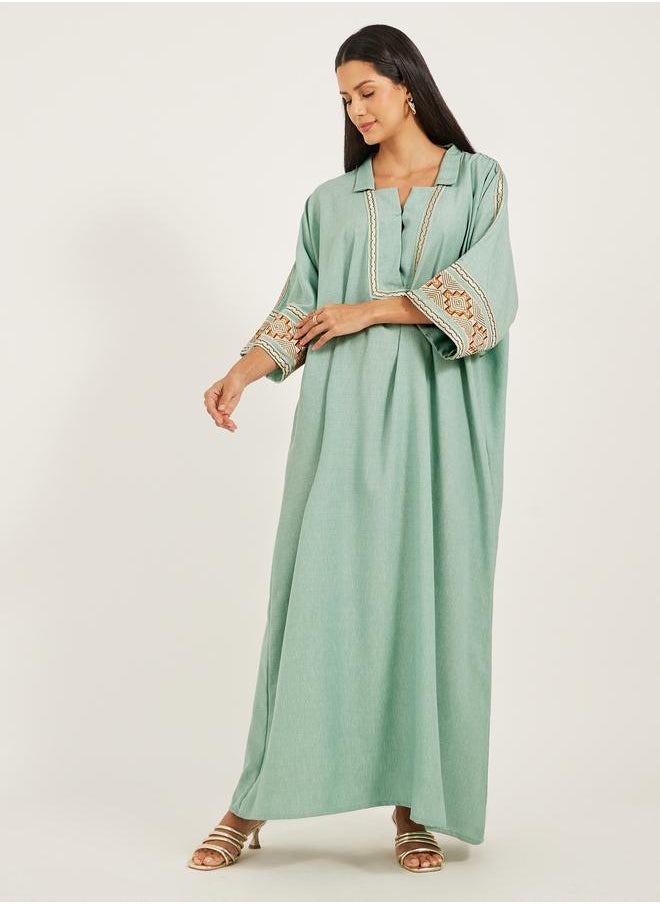 Maxim Creation Maxim Creation Embroidered Notch Neck A-Line Kaftan  - Image 2