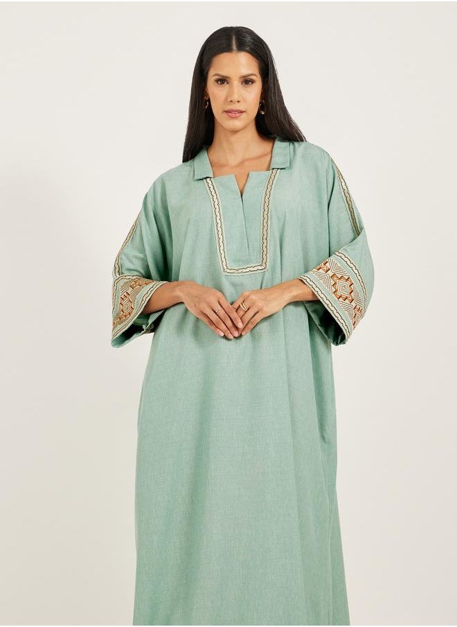 Maxim Creation Maxim Creation Embroidered Notch Neck A-Line Kaftan  - Image 3
