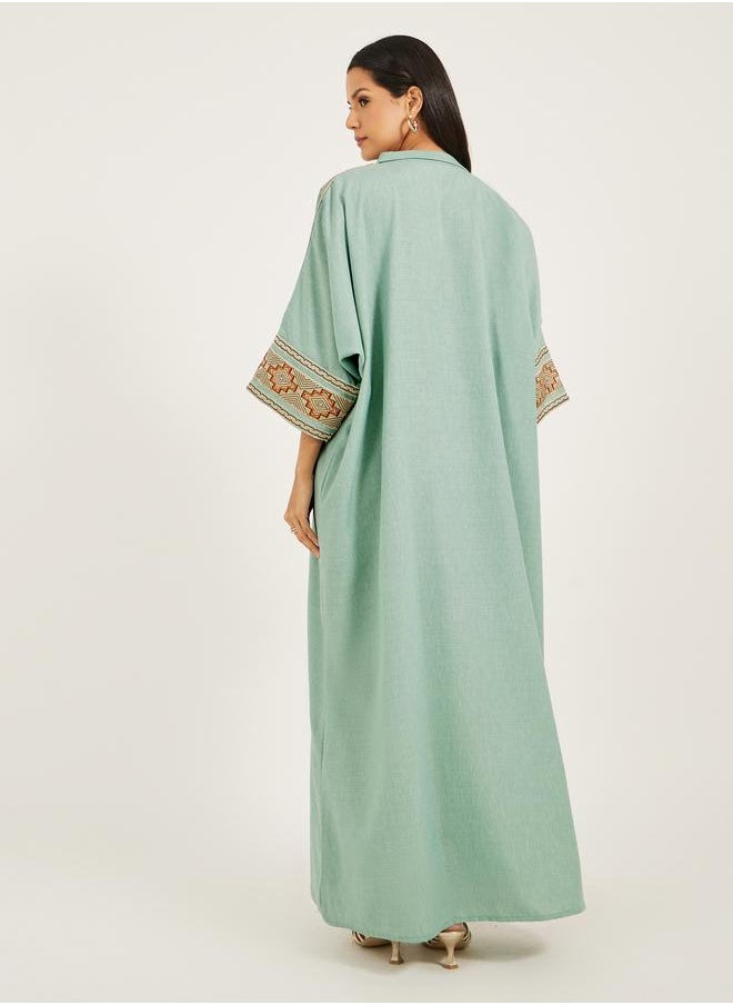 Maxim Creation Maxim Creation Embroidered Notch Neck A-Line Kaftan  - Image 5