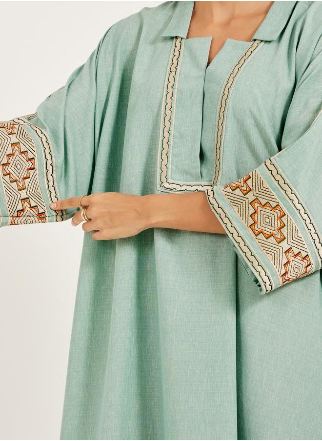 Maxim Creation Maxim Creation Embroidered Notch Neck A-Line Kaftan  - Image 4