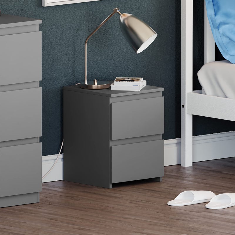 Vida Designs Denver 2 Drawer Bedside Chest Grey