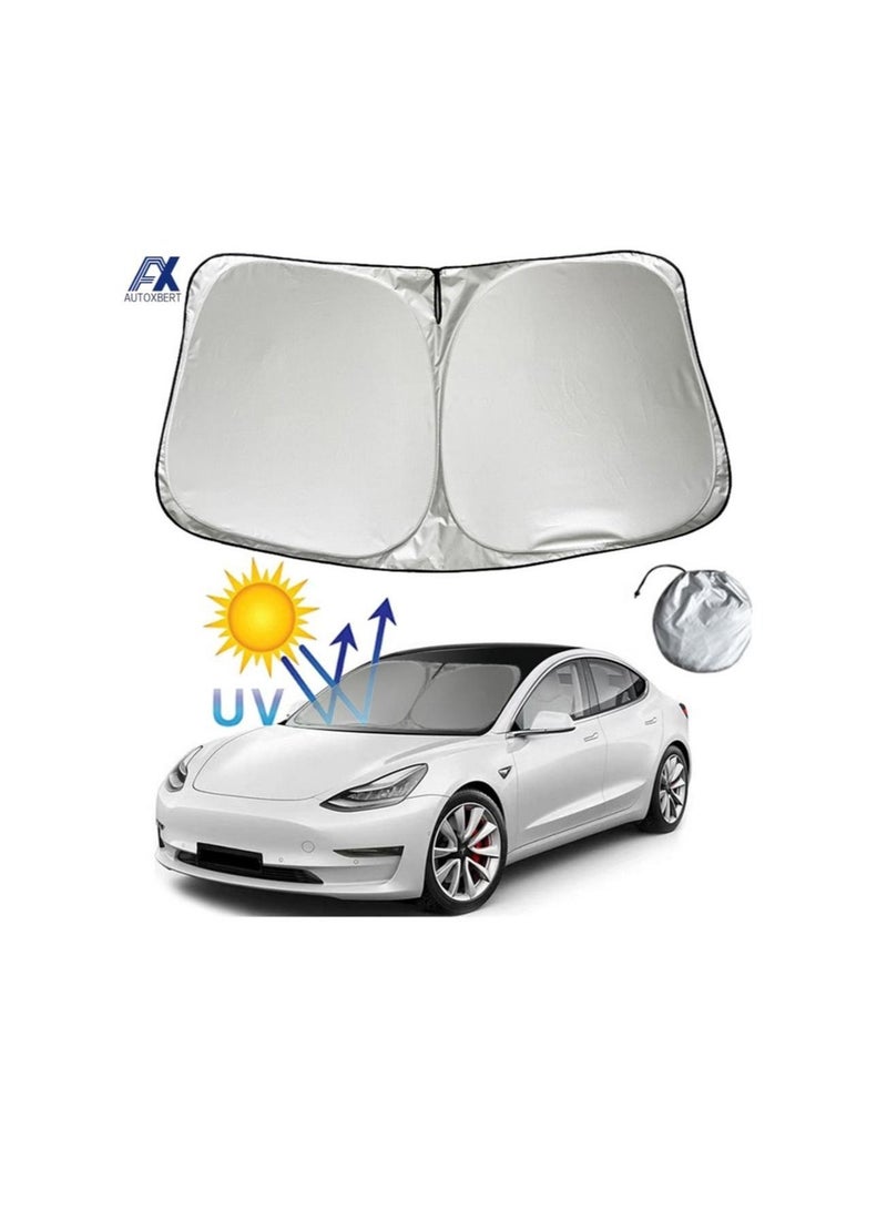 Tesla Car Front Windshield Sunshade, Window Sunshade Visor Sun Blocker, UV Ray Protection Auto Parasol - Image 1
