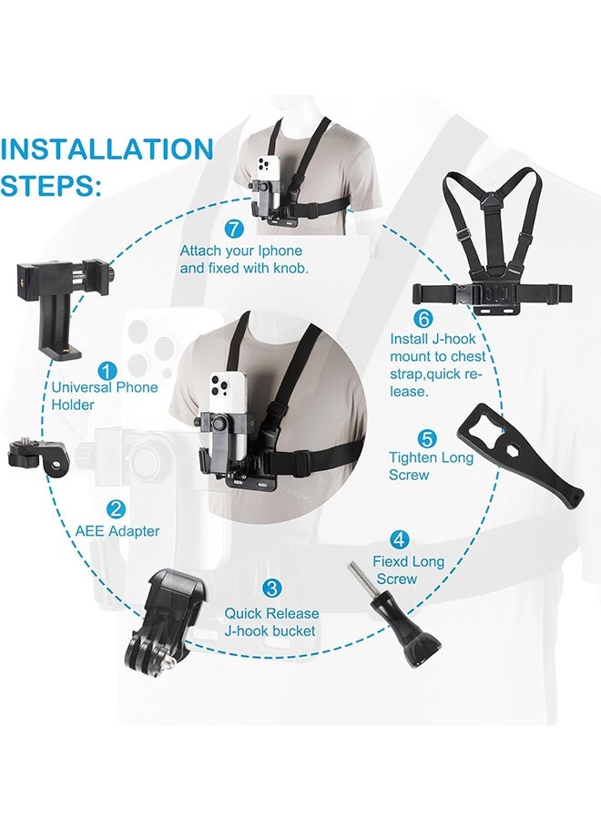 Beauenty Mobile Phone Chest Mount, Mobile Clip Adjustable Chest Harness Cell Phone Holder for VLOG/POV, Action Camera and Cell Phone Video Shoot Accessories - Image 2