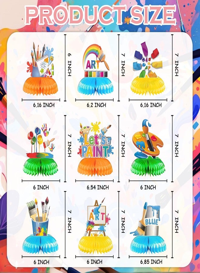 Oiuyamn 9 Pieces Paint Theme Birthday Party Decorations, Paint Honeycomb Centerpieces & 3D Centerpieces, Paint Splatter Party Table Decoration for Art Theme Baby Shower - Image 2