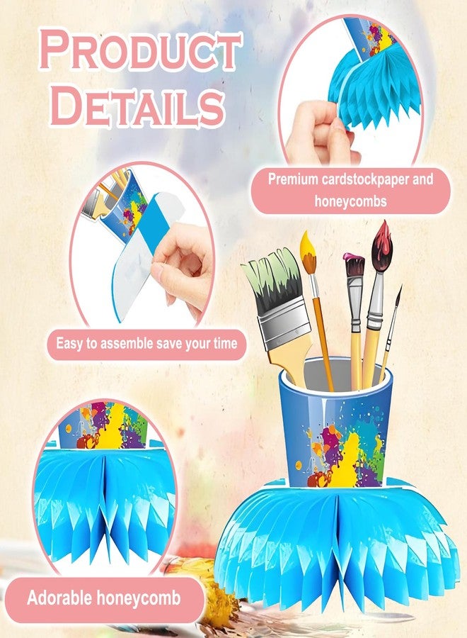 Oiuyamn 9 Pieces Paint Theme Birthday Party Decorations, Paint Honeycomb Centerpieces & 3D Centerpieces, Paint Splatter Party Table Decoration for Art Theme Baby Shower - Image 4