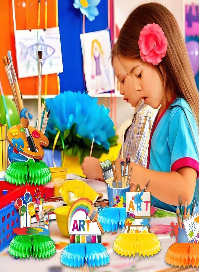 Oiuyamn 9 Pieces Paint Theme Birthday Party Decorations, Paint Honeycomb Centerpieces & 3D Centerpieces, Paint Splatter Party Table Decoration for Art Theme Baby Shower - Image 5