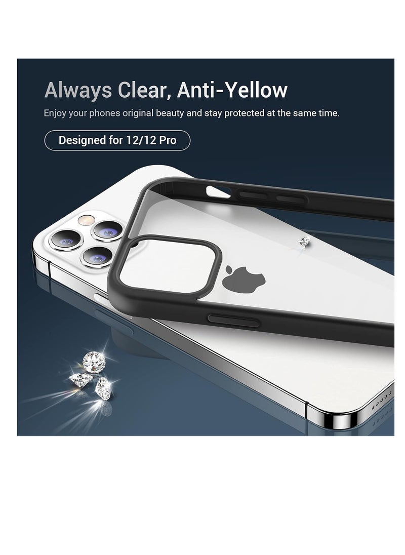 Case Compatible With iPhone 14 Pro Max (6.7 Inch), Clear Case Shockproof Hard PC +Soft Silicone [Not Yellowing] Transparent Protective Slim Case Phone (Black)