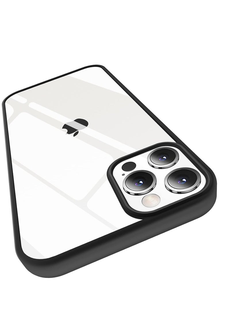 Case Compatible With iPhone 14 Pro Max (6.7 Inch), Clear Case Shockproof Hard PC +Soft Silicone [Not Yellowing] Transparent Protective Slim Case Phone (Black)