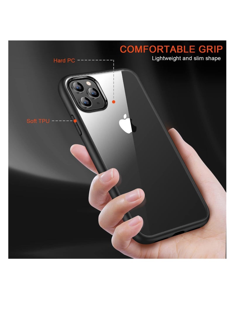 Case Compatible With iPhone 14 Pro Max (6.7 Inch), Clear Case Shockproof Hard PC +Soft Silicone [Not Yellowing] Transparent Protective Slim Case Phone (Black)