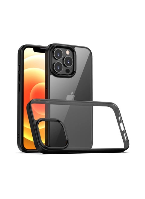 Case Compatible With iPhone 14 Pro Max (6.7 Inch), Clear Case Shockproof Hard PC +Soft Silicone [Not Yellowing] Transparent Protective Slim Case Phone (Black)