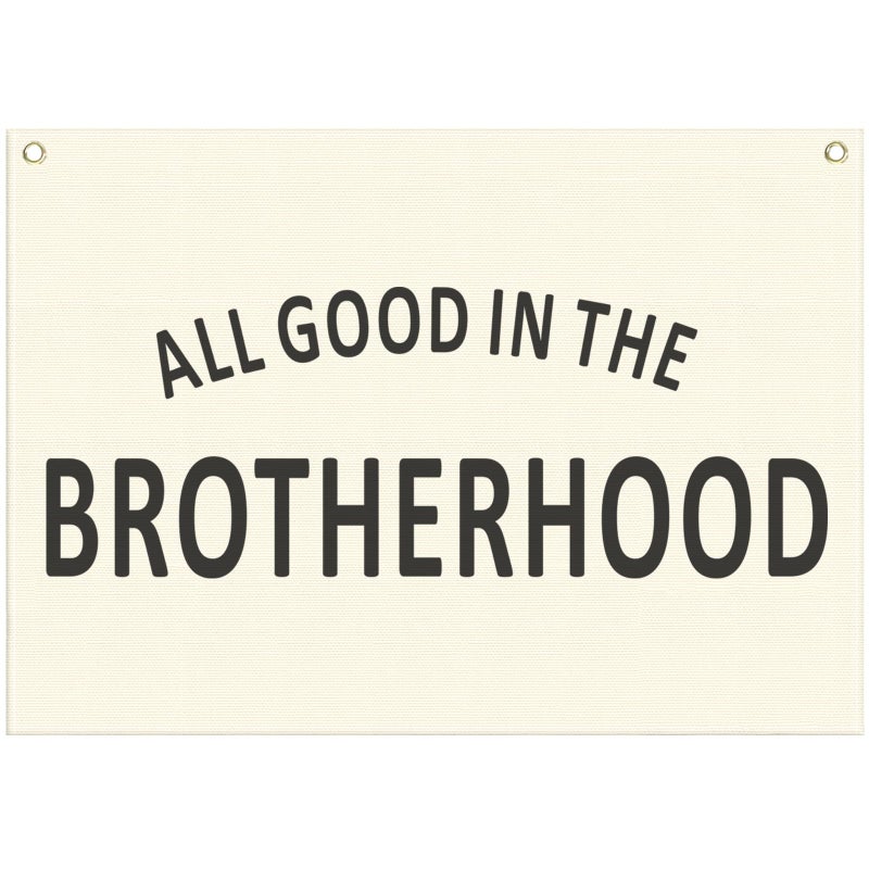 Sioial Nursery Rectangular Canvas BannerBoho Flag Wall Sign for Boys Kids BrotherBaby Room Playroom Reading Room Bedroom DecorAll Good in The BrotherhoodBaby Shower Birthday Christmas Gift - Image 2