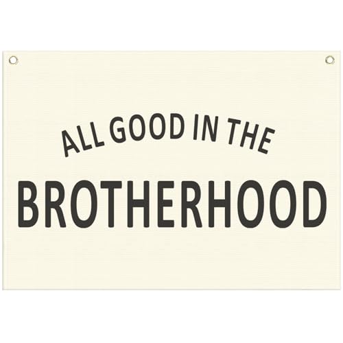 Sioial Nursery Rectangular Canvas BannerBoho Flag Wall Sign for Boys Kids BrotherBaby Room Playroom Reading Room Bedroom DecorAll Good in The BrotherhoodBaby Shower Birthday Christmas Gift - Image 1