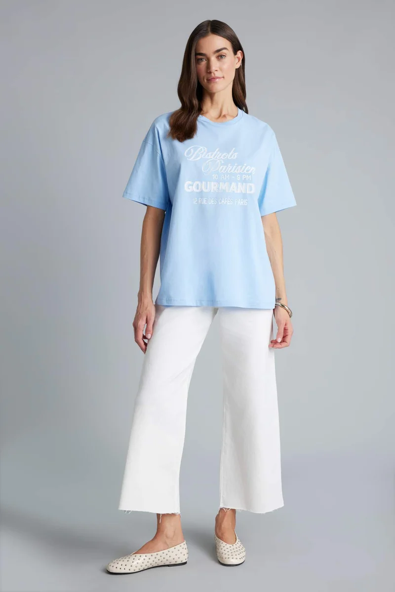 ديفاكتو Oversize Fit Crew Neck Slogan Short Sleeve T-Shirt