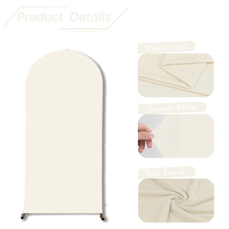 bricia Wedding Arch Backdrop Stand Cover, 6FT Double Sided Stretchy Arch Cover Fitted Wedding Birthday Party Banquet Decoration (Beige 72''Lx31.2''W) - Image 3