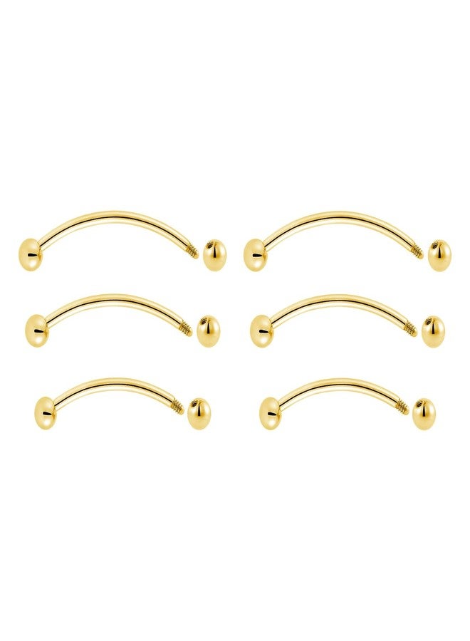 NewkeepsR 3 Pairs-16G(1.2mm) Titanium Gold Bent Curved Barbell Banana Bar,Vertical Labret Piercing Bridge Rings Navel Jewelery 14mm/16mm/18mm - Image 3