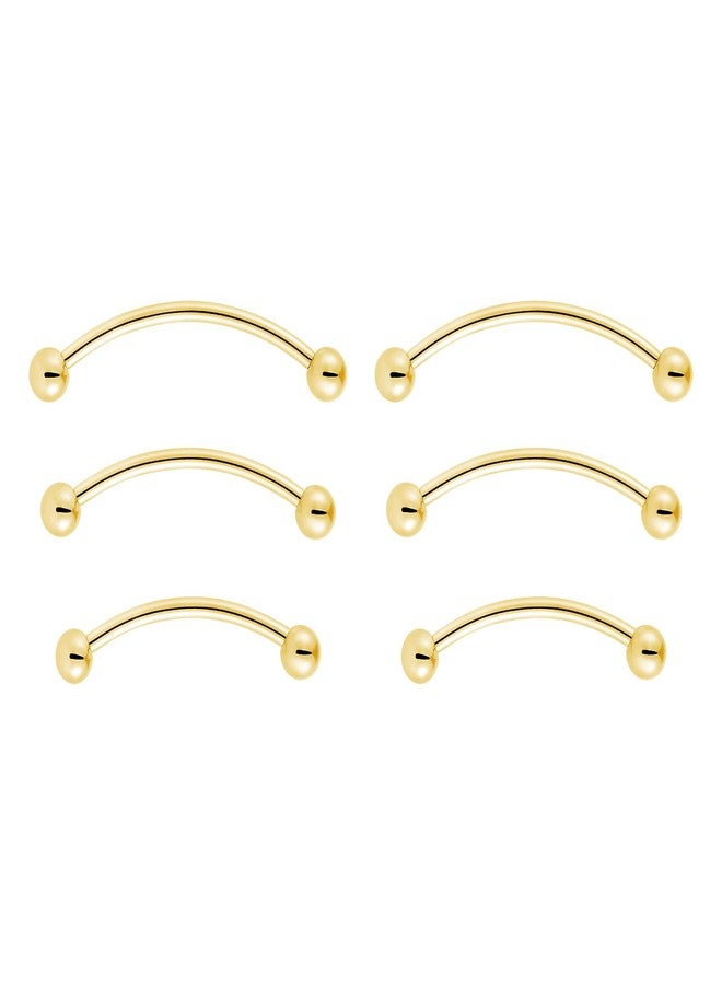 NewkeepsR 3 Pairs-16G(1.2mm) Titanium Gold Bent Curved Barbell Banana Bar,Vertical Labret Piercing Bridge Rings Navel Jewelery 14mm/16mm/18mm - Image 1