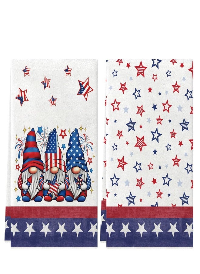XCHI Gnome Stars Patriotic America Memorial Day 4th of July Kitchen Towels Dish Towels 18x26 Inch Home Kitchen Decorations Hand Towels Set of 2 Drying Dishcloth - Image 1