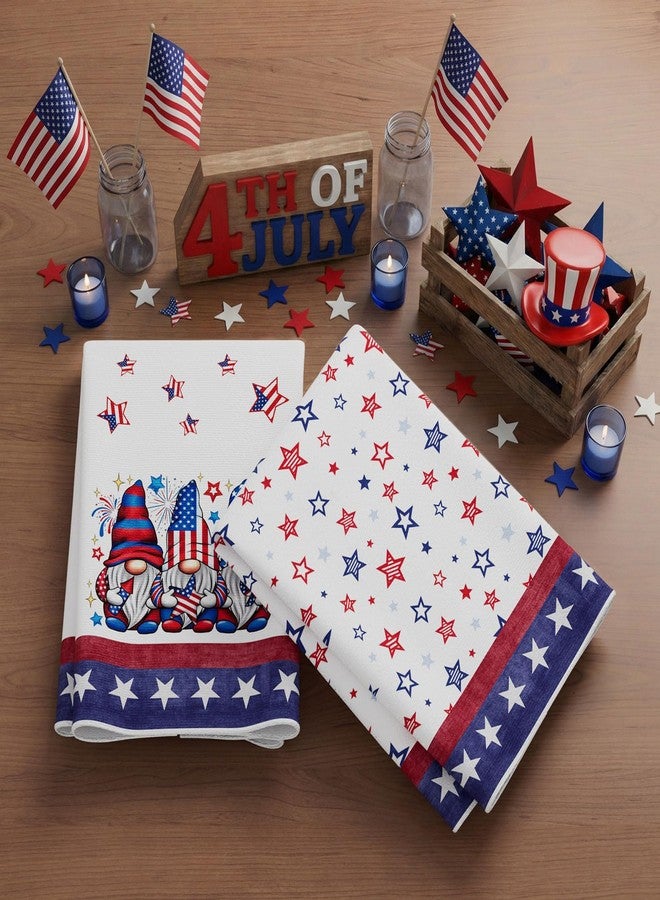 XCHI Gnome Stars Patriotic America Memorial Day 4th of July Kitchen Towels Dish Towels 18x26 Inch Home Kitchen Decorations Hand Towels Set of 2 Drying Dishcloth - Image 5