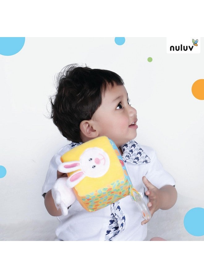 nuluv Infant Plush Bunny Cube Early Learning Activity Play Toy With Squeaky Crinkle Rattle For Baby 3 Months+,Multicolor - Image 3