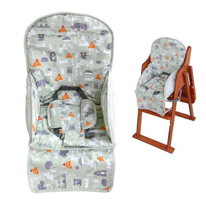 HIGH CHAIR PADHIGH CHAIR CUSHIONSEAT CUSHION BREATHABLE PADCOMFORTABLE SEAT BELT DESIGNCUTE PATTERNSOFT AND COMFORTABLEBABY SITS MORE COMFORTABLEGREEN ANIMAL PATTERN