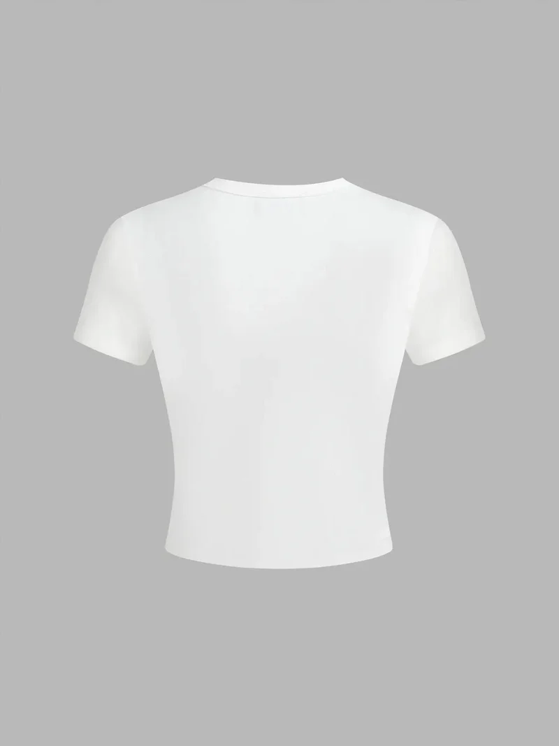 HICCUP Printed Cotton Crop T-Shirt