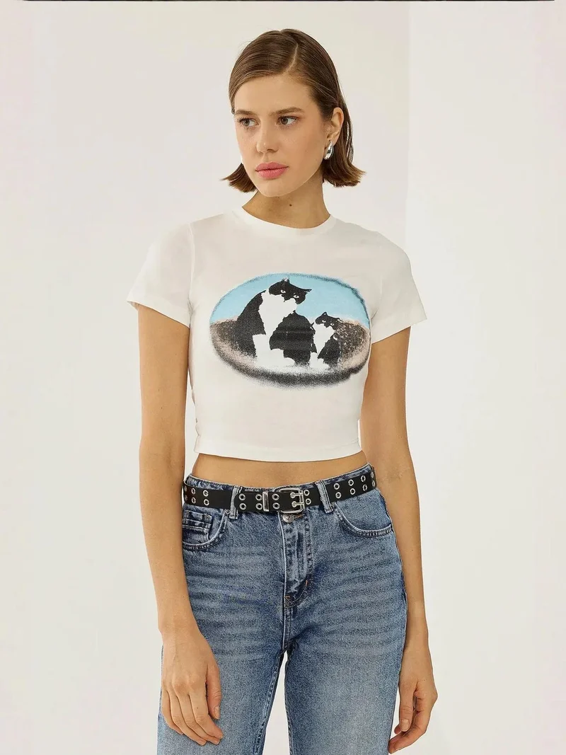 هيكاب تيشيرت قطن قصير مطبوع