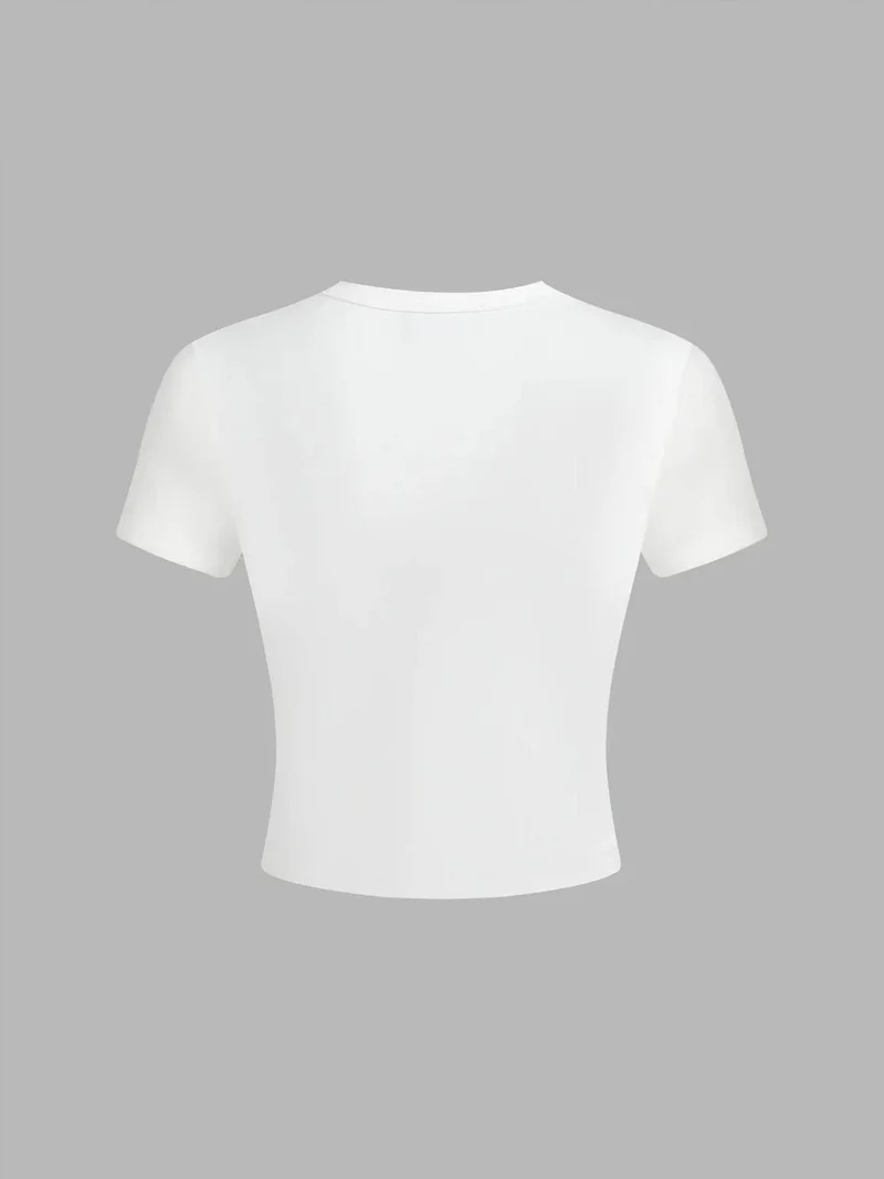 HICCUP Printed Cotton Crop T-Shirt