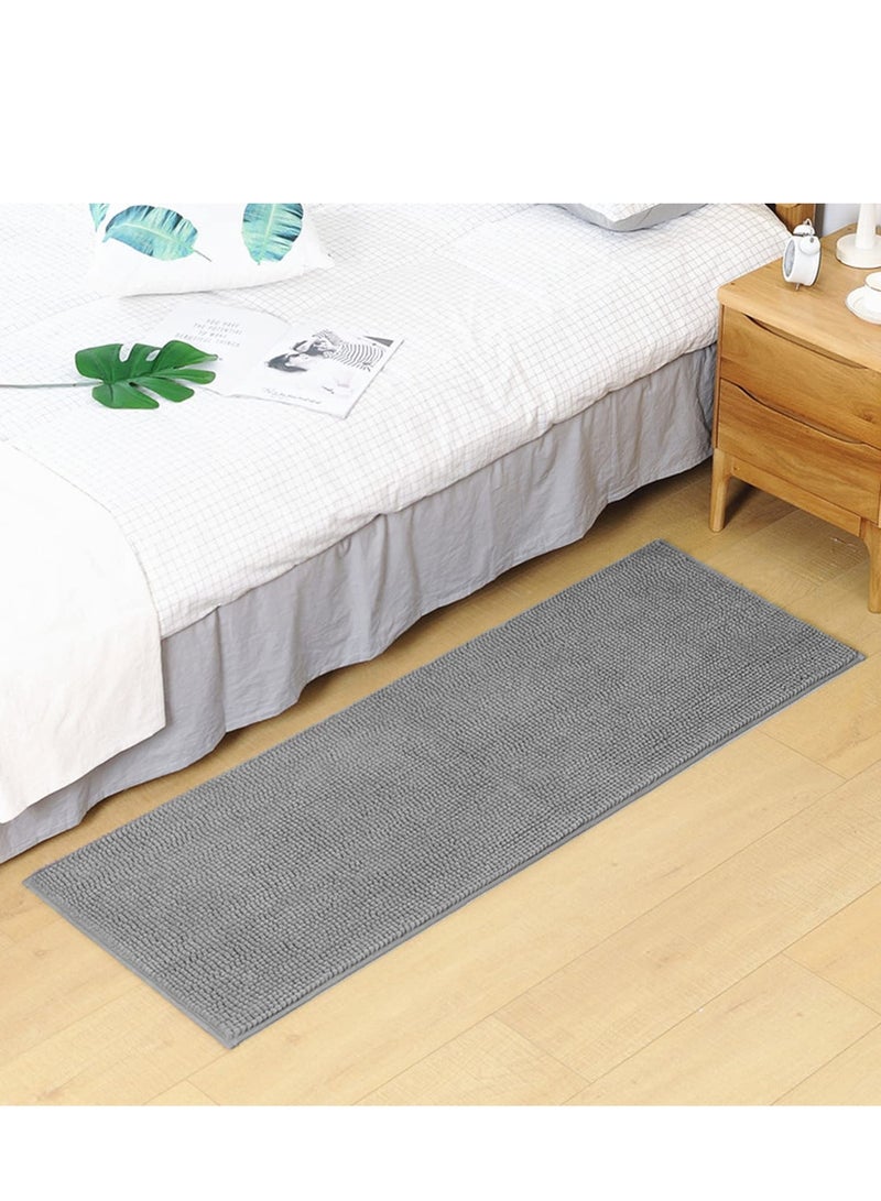 TYCOM Bathroom Rugs Bath Mat Non Slip Fluffy Soft Plush Microfiber Shower Carpet Rug Washable Non-Slip Carpet Mat for Bathroom Floor 50 By 120 CM Short Fiber Light Grey.  - Image 1