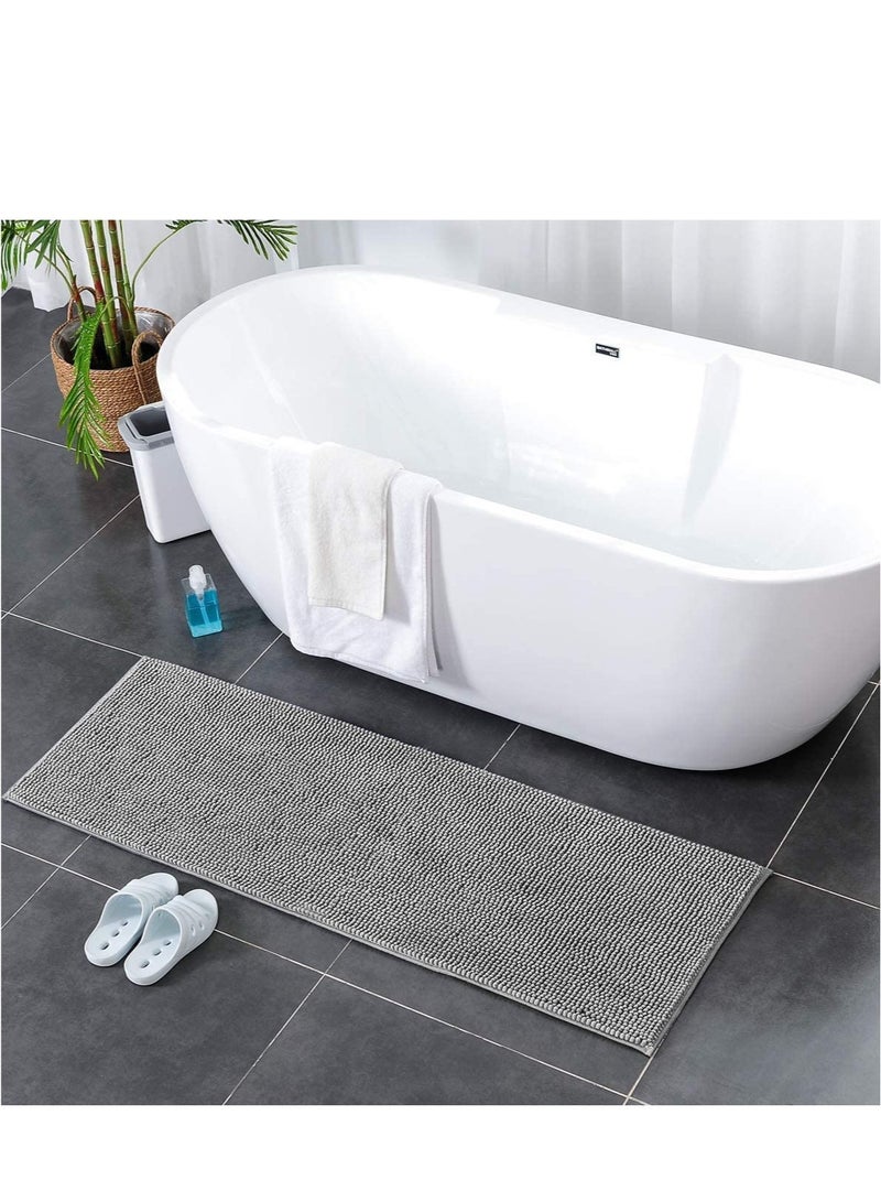 TYCOM Bathroom Rugs Bath Mat Non Slip Fluffy Soft Plush Microfiber Shower Carpet Rug Washable Non-Slip Carpet Mat for Bathroom Floor 50 By 120 CM Short Fiber Light Grey.  - Image 2