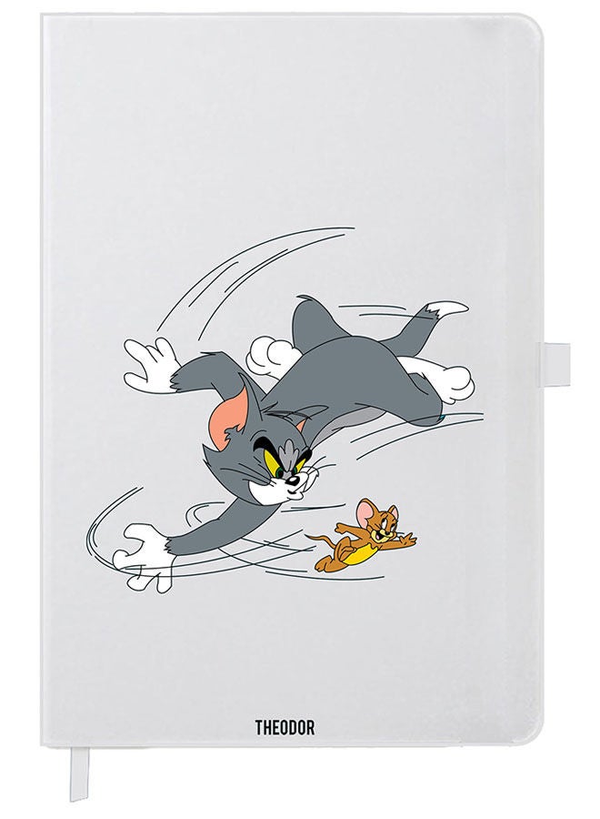 Theodor Designer A5 Thick White Hardcover Notebook Tom And Jerry - Image 1