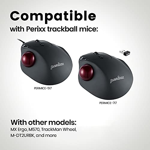 Perixx Peripro-303GR Small Trackball, 1.34 Inches Replacement Ball for Perimice and M570, Glossy Red (18021) - Image 4