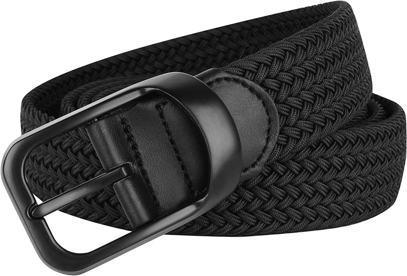 ZORO UNITED Woven Fabric Stretchable Braided Belt For Men & Women - Black - Image 2